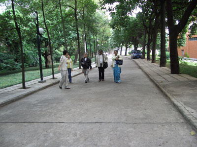 Foreign attendees are walking in the campus of Sun Yat-sen University, Guangzhou China